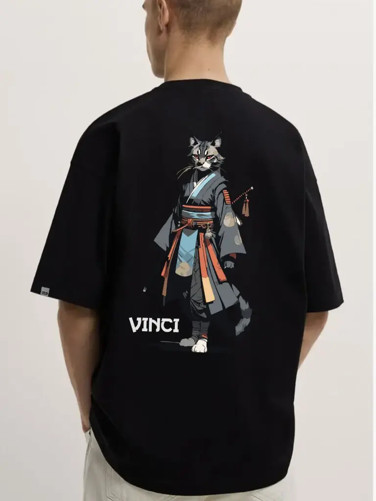 camiseta oversize Samurai Cat