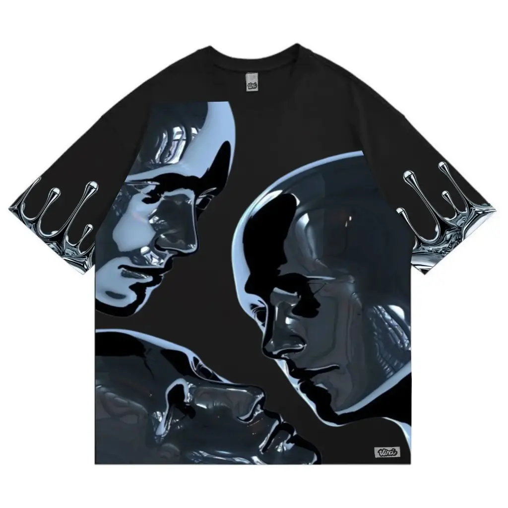 camiseta overzise robots futuristas